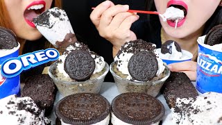 ASMR OREO PARTY CAKES ICE CREAM BLIZZARDS CONES오레오 리얼사운드 먹방  KimampLiz ASMR [upl. by Llevrac]