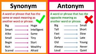 SYNONYM vs ANTONYM 🤔  Whats the difference  Learn with examples [upl. by Pownall]