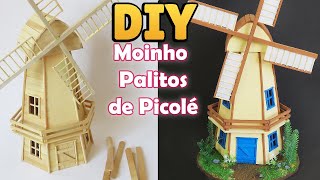 DIY Como Fazer MOINHO DE VENTO com PALITOS DE PICOLÉ [upl. by Ecirtnas734]