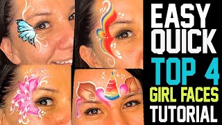 4 Easy Fast Girl Face Painting Ideas Tutorial [upl. by Etem]