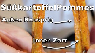 Süßkartoffel Pommes  Wirklich Knusprig machen  Im Ofen [upl. by Epner]