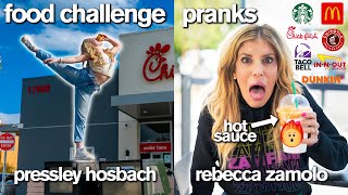 Starbucks amp ChickfilA Food Challenge and Pranking Rebecca Zamolo [upl. by Glinys]