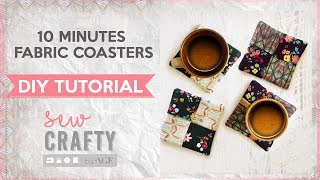 How to make fabric coasters in 10 minutes  easy and fun sewing tutorial  Sew Crafty by AGF [upl. by Ahsytal]