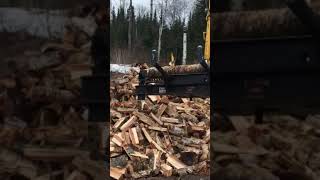 Firewood Processor  HWP120 Mounted on a Large Excavator [upl. by Enneirda]