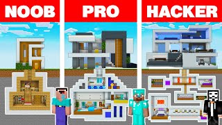 Minecraft NOOB vs PRO vs HACKER MODERN UNDERGROUND HOUSE BUILD CHALLENGE in Minecraft Animation [upl. by Adirahs]