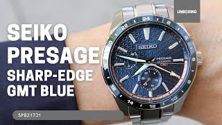 Unboxing Seiko Presage Sharp Edged GMT Blue Dial SPB217J1 [upl. by Dud38]