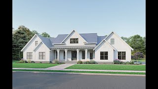 MODERN FARMHOUSE PLAN 04100222 WITH INTERIOR [upl. by Erdeid]