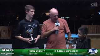 2015 Junior 9Ball Challenge Lazaro Martinez vs Ricky Evans Final [upl. by Roselyn716]