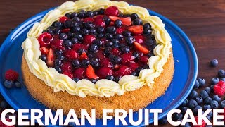 German Fruit Cake Obstkuchen Recipe [upl. by Retnyw859]