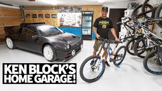 Ken Blocks Ultimate Home Garage Downhill Mountain Bikes Ford RS200 and More [upl. by Navonoj]