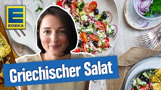 Griechischer Salat Rezept I Der Salatklassiker mit Knoblauchbaguette  EDEKA [upl. by Aneliram]