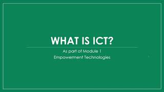 Techno  Module 1  Introduction to ICT [upl. by Ralyat]