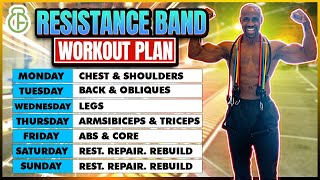 FULL WEEK WORKOUT PLAN AT HOME WITH RESISTANCE BAND  FITBEAST [upl. by Tansy]