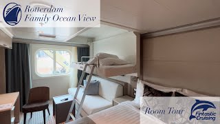 Holland America Rotterdam Family Ocean View Room Tour [upl. by Gamin431]