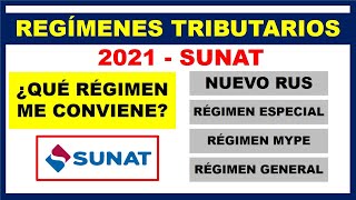 REGIMENES TRIBUTARIOS SUNAT 2021  CUADRO COMPARATIVO [upl. by Turmel]