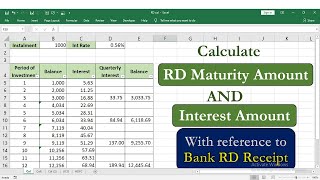 How to calculate Recurring Deposit Interest in Excel  RD Maturity amount and Interest Calculation [upl. by Filbert]