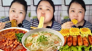 ASMR MUKBANG FRIED SKEWERS  COLD NOODLES Mukbang먹방 [upl. by Favrot]