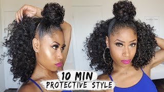 EASY 10MIN BUN  HALF DOWN CURLY STYLE  hair howto [upl. by Rooke]