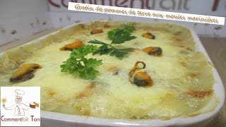 Gratin de pommes de terre aux moules marinières  recette avec fruit de mer [upl. by Maris595]