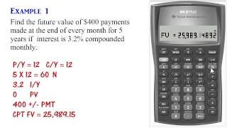 BA II Plus  Ordinary Annuity Calculations PV PMT FV [upl. by Voletta449]