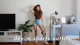 STYLING HIGH WAISTED DENIM SHORTS  denim shorts outfit ideas [upl. by Carilla]