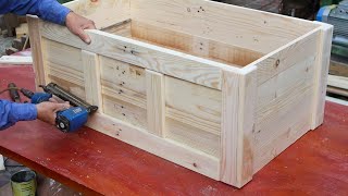 Great Idea On Pallet Woodworking Project  How to Make A Storage Chest From Recycled Wood [upl. by Lezirg254]