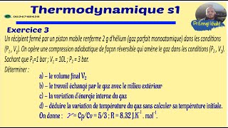 Thermodynamique S1 Exercice 3 [upl. by Ielhsa]