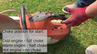 How to Start  Stihl TS420 Petrol CutOff Saw [upl. by Nodnart]