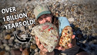 A Rock Pickers Paradise  We Found TONS of Pudding Stones amp Petoskey Stones on a Lake Huron Beach [upl. by Adirahs21]