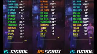 AMD Ryzen 5 5600X vs i5 11600K vs Intel i5 12600K Gaming Performance ComparisonBest MidRange CPU [upl. by Sharai518]