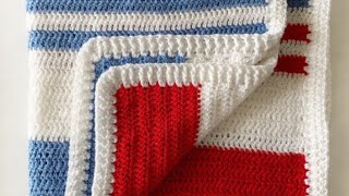 Beginner Double Crochet Blanket with Ribbing Border [upl. by Nomma]