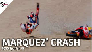 Marc Marquez massive highside  2020 SpanishGP [upl. by Lleroj645]