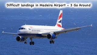 19 DIFFICULT LANDINGS AT MADEIRA AIRPORT INC 3 GO AROUNDS [upl. by Naesyar31]