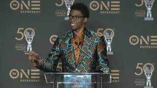 Chadwick Boseman  Lead Actor Black Panther  NAACP Image Awards  Full Backstage Interview [upl. by Welcher]