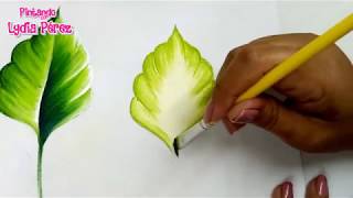 Pintura En Tela Para Principiantes Hojas Para Flores  How To Paint Leaves [upl. by Gnaoh118]