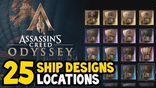 Assassins Creed Odyssey  ALL SHIP DESIGNS  SKINS Locations Guide [upl. by Richardson]