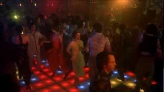 Saturday Night Fever Disco Inferno The Trammps John Travolta dancing HD 1080 with Lyrics [upl. by Alyag]