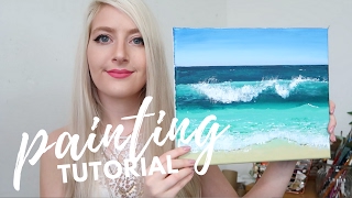 PAINTING TUTORIAL Acrylic Ocean for Beginners  Katie Jobling Art [upl. by Deanne937]