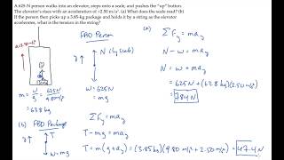 Newtons 2nd Law Accelerating Elevator Level 1 Example 1 [upl. by Ellerrehs]