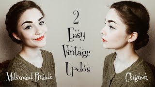 2 Easy Vintage Hairstyles  Hair Tutorial [upl. by Ferde922]