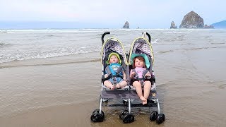 Reborn Toddler Twins Going to the Beach with Double Stroller [upl. by Eecyaj]