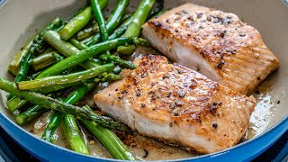 Keto Recipe  One Pan Salmon and Asparagus [upl. by Anitteb632]