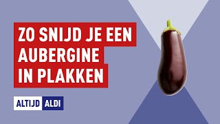 Aubergine snijden hoe snijd je een aubergine in een paar stappen  Altijd ALDI [upl. by Atirac]