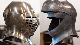 How to make medieval helmet armet DIY Forging armor [upl. by Refenej817]