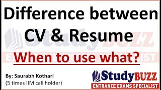 Difference between CV amp resume When to use what [upl. by Remmus]