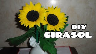 MANUALIDADES GIRASOL DE PAPEL CREPE  How to Make Paper Flower [upl. by Joice978]