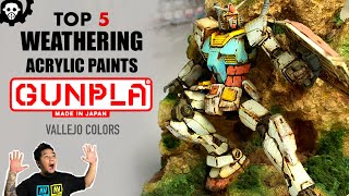 HOW to Weather GUNPLA for beginners  TOP 5 Weathering Acrylic Paints  2021  Vallejo Colors [upl. by Krahling]