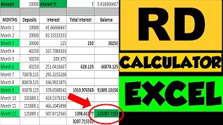 RD Calculator How to Calculate Recurring Deposits Interest using Excel Recurring Deposits [upl. by Namdor534]