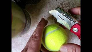 How to cut holes in tennis balls for walkers chairs etc the common sense way [upl. by Huggins]