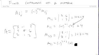 Find cofactors of a matrix [upl. by Adnolor]